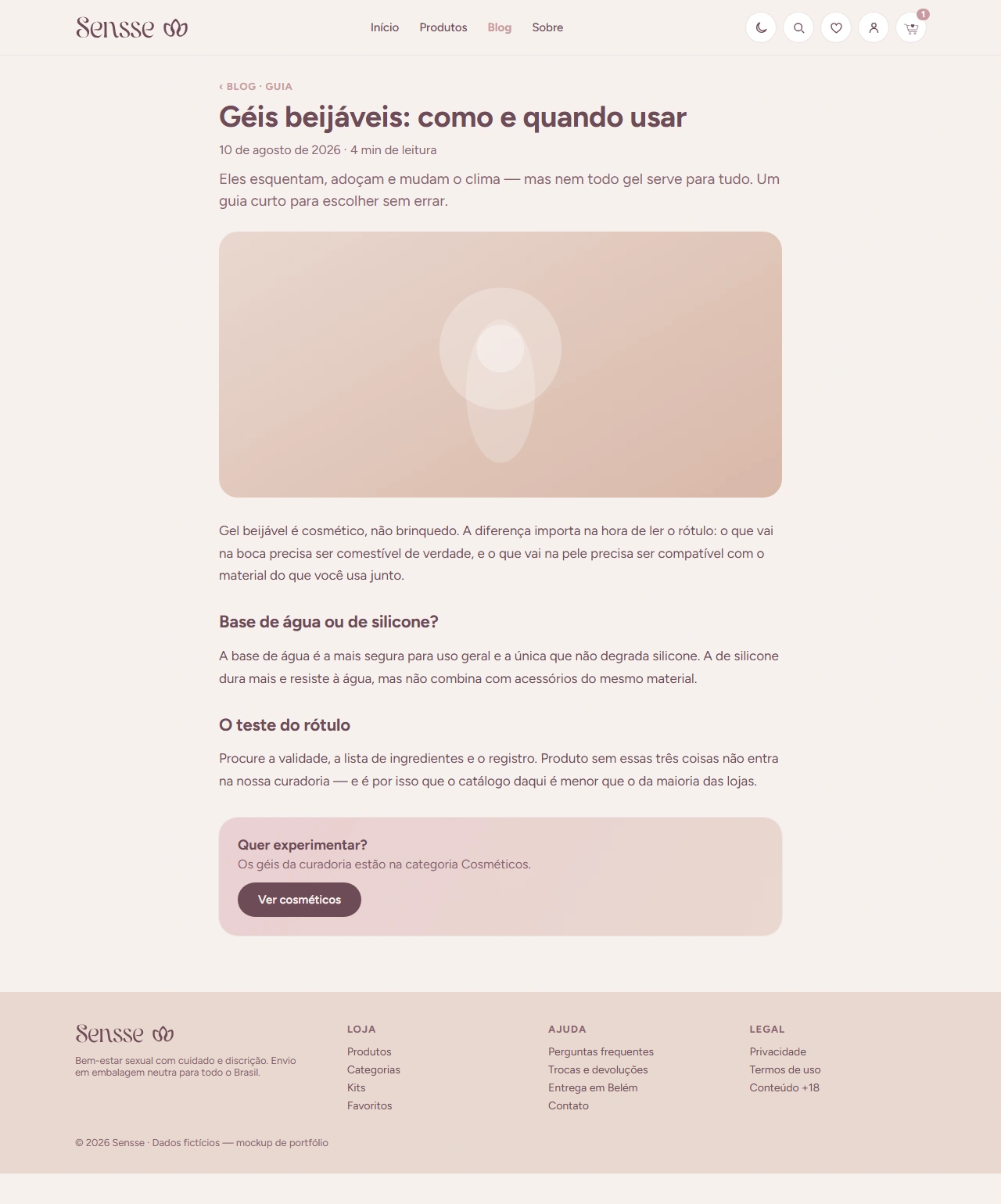 A blog article laid out with a heading, body copy and related links — the editorial layer the store acquires customers through.
